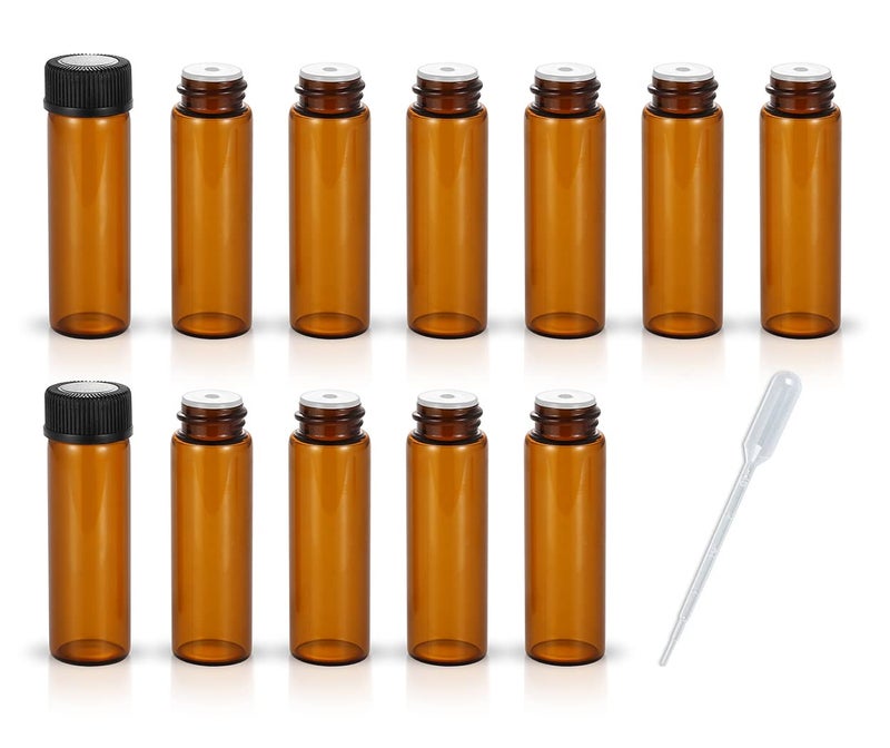ZbFwmx 12 Pack Set Brown Screw Cap Glass Bottle Small Mini Empty Oil Amber Vial (5ml) - Image 1